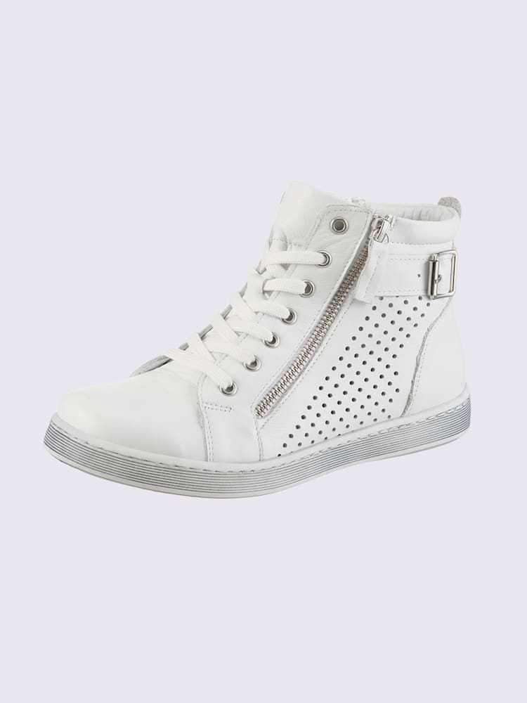 Bottine courte cuir nappa de vache, blanc uni, taille 41 - helline