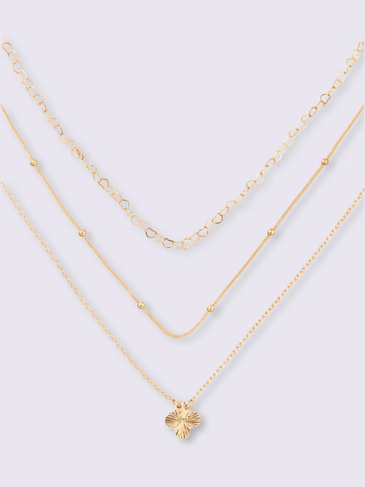 Collier pendentif en forme de trèfle, couleur or, taille 0 - helline