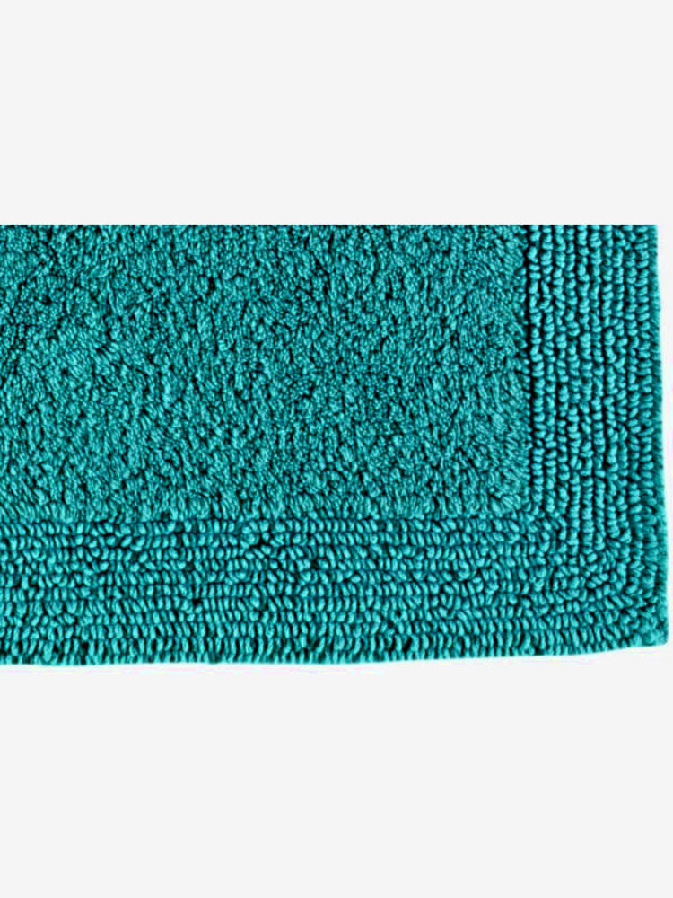 Tapis de bain pur coton, bleu turquoise foncé uni, taille 50x80 cm, helline home - helline