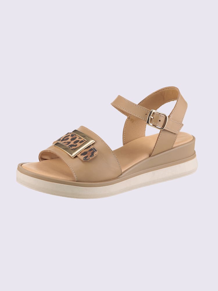 Sandales de fabrication espagnole, marron clair à motifs, taille 41 - helline
