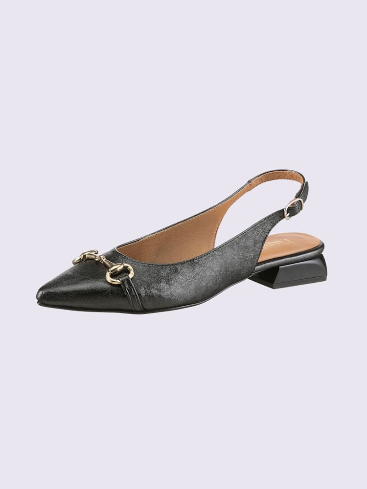 Ballerines ouvertes à l'arrière de fabrication espagnole, couleur : couleur or autres Métallisé, taille 37, 100% matière synthétique - helline