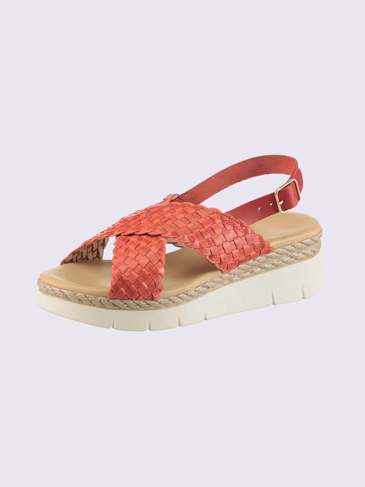 Sandales de fabrication espagnole, rouge moyen uni, taille 40 - helline