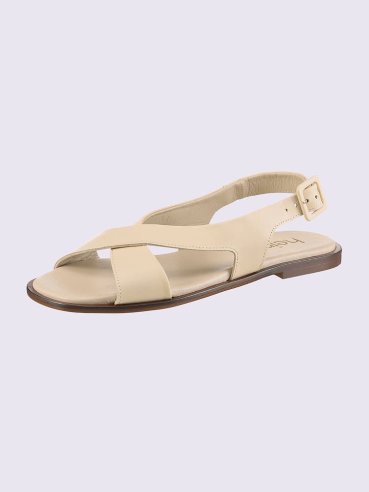 Sandales de fabrication espagnole, couleur ivoire moyen uni, taille 39 - helline
