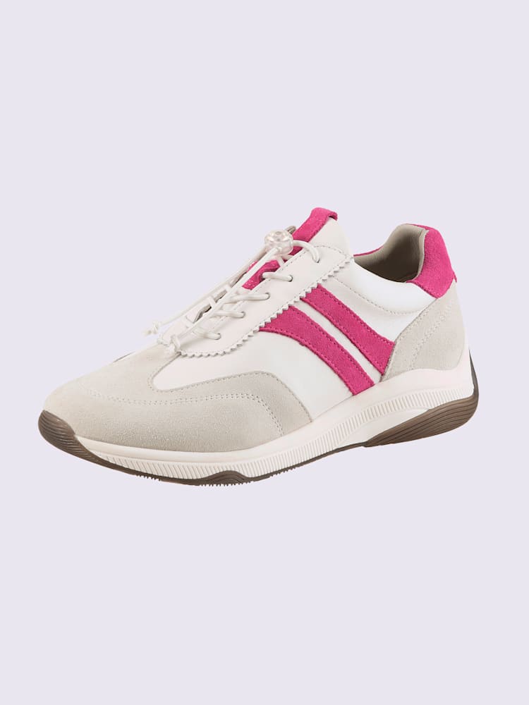 Baskets cuir de bœuf nappa et velours, blanc à motifs, taille 37 - helline