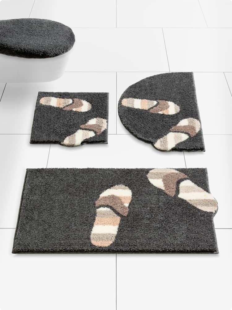 Tapis de bain acrylique facile d'entretien, couleur : gris foncé uni, taille 50x80 cm, marque helline home, 100% acrylique - helline