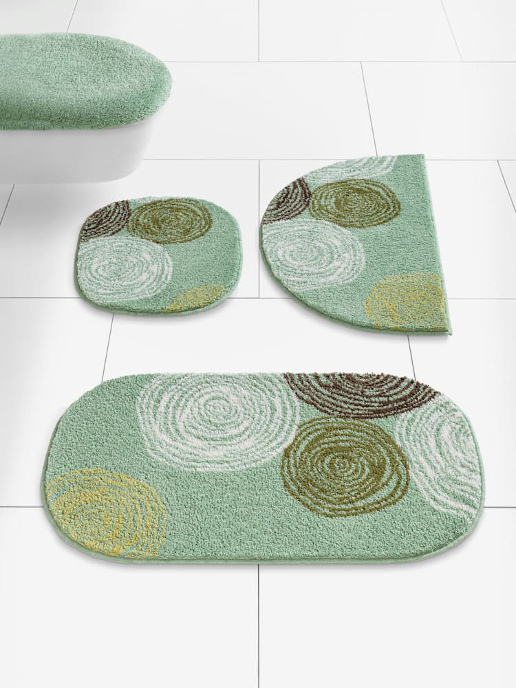 Tapis de bain acrylique facile d'entretien, couleur : vert moyen uni, taille 47x50 cm, marque helline home, 100% acrylique - helline