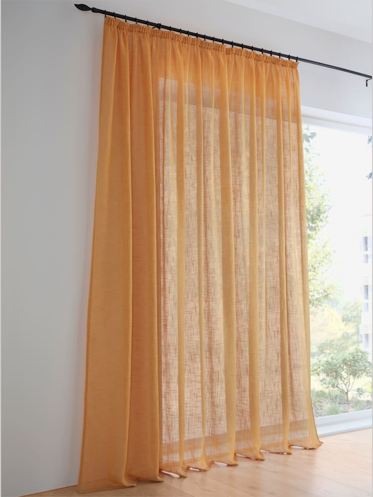 Rideaux, Passants, couleur : jaune foncé uni, taille 245x290 cm, marque helline home, 100% polyester - helline