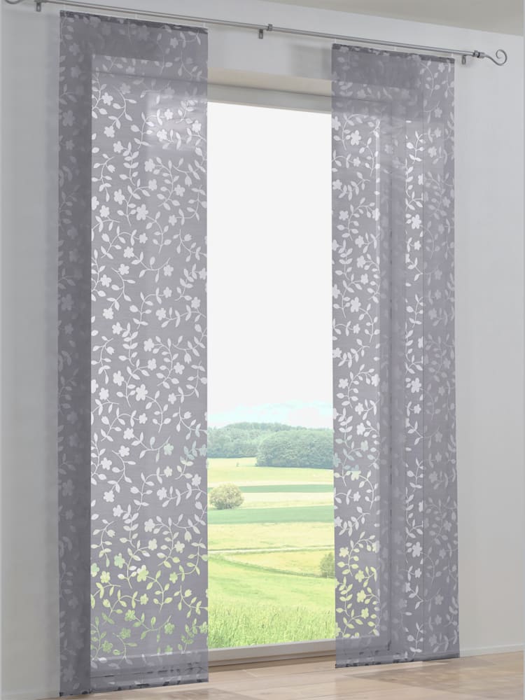 Panneau-rideaux superbe qualité dévoré, couleur gris, taille 175x57 cm, marque helline home - helline