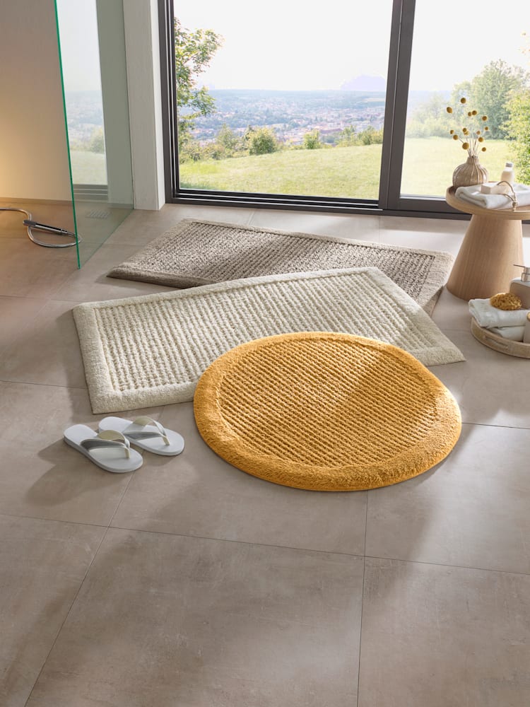 Tapis de bain coton recyclé, couleur : couleur ivoire clair uni, taille 47x50 cm - 45x50 cm, marque helline home, 100% coton - helline