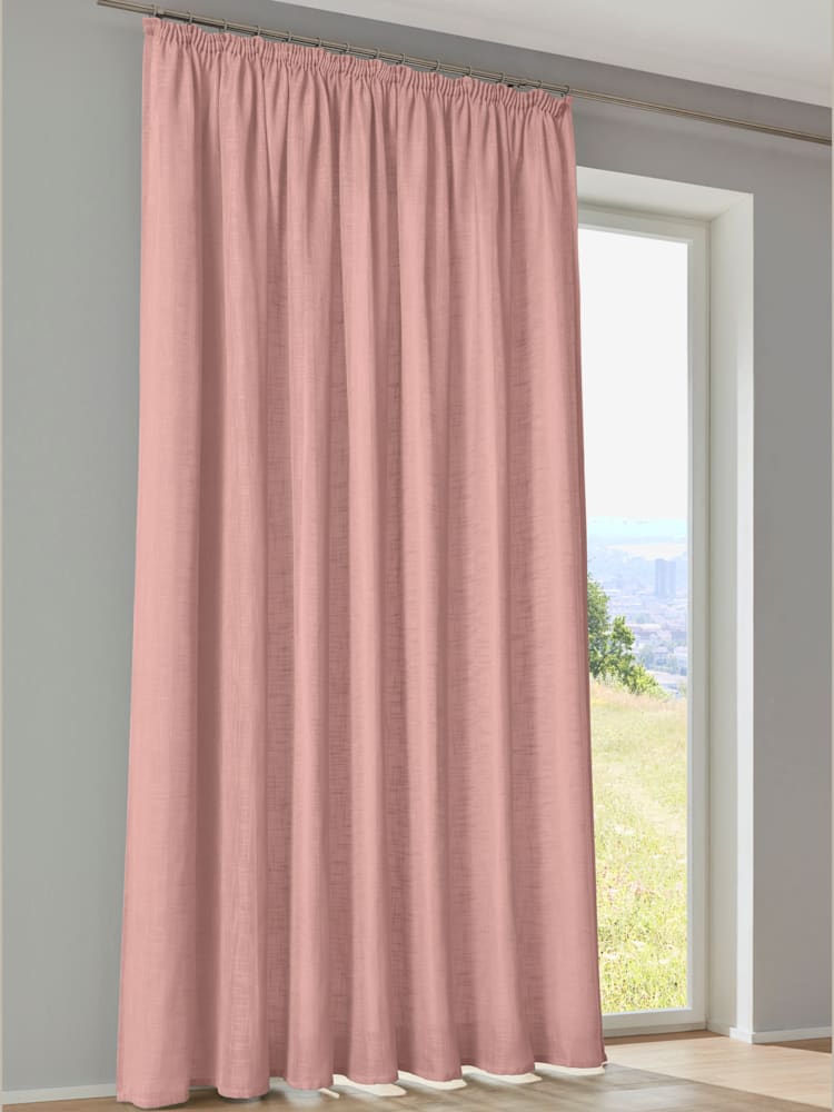 Rideaux, Passants, couleur : rose clair uni, taille 225x140 cm, marque helline home, 100% polyester - helline