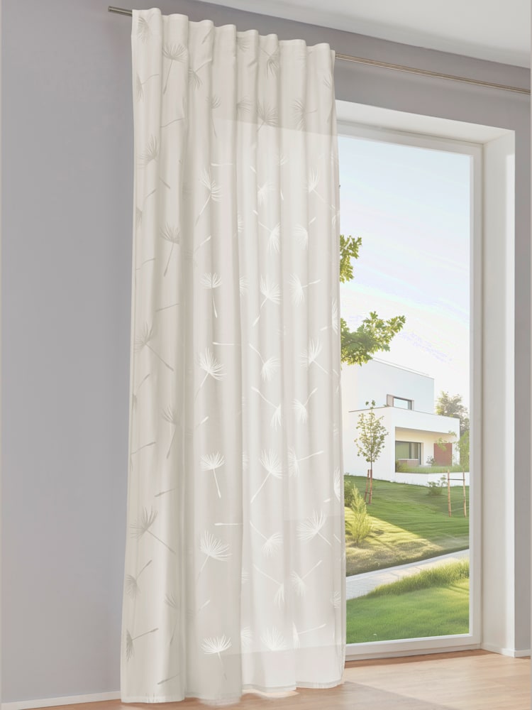 Rideaux, Bande multifonction, couleur ivoire clair à motifs, taille 145x135 cm, helline home - helline