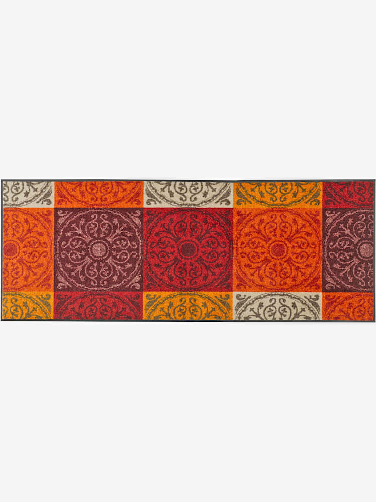 Paillasson, couleur : rouge moyen uni, taille 75x120 cm, marque helline home, 100% polyamide - helline