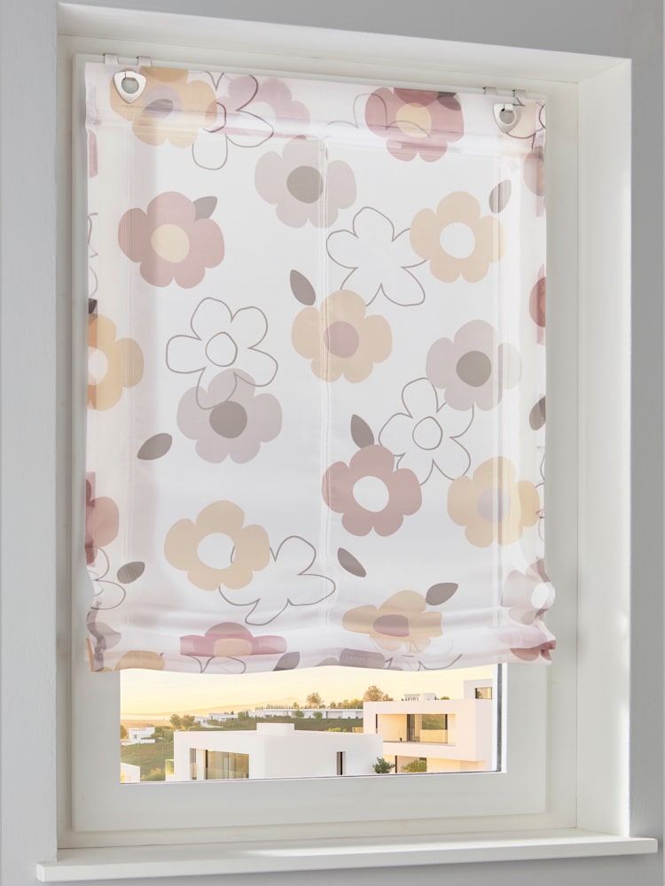 Store-bateau, couleur : blanc uni, taille 130x120 cm, marque helline home, 100% polyester - helline