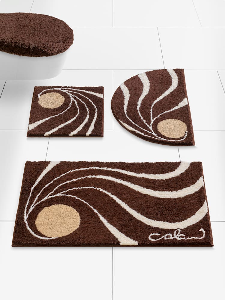 Tapis de bain acrylique facile d'entretien, couleur : marron moyen à motifs, taille 70x120 cm, marque helline home, 100% acrylique - helline