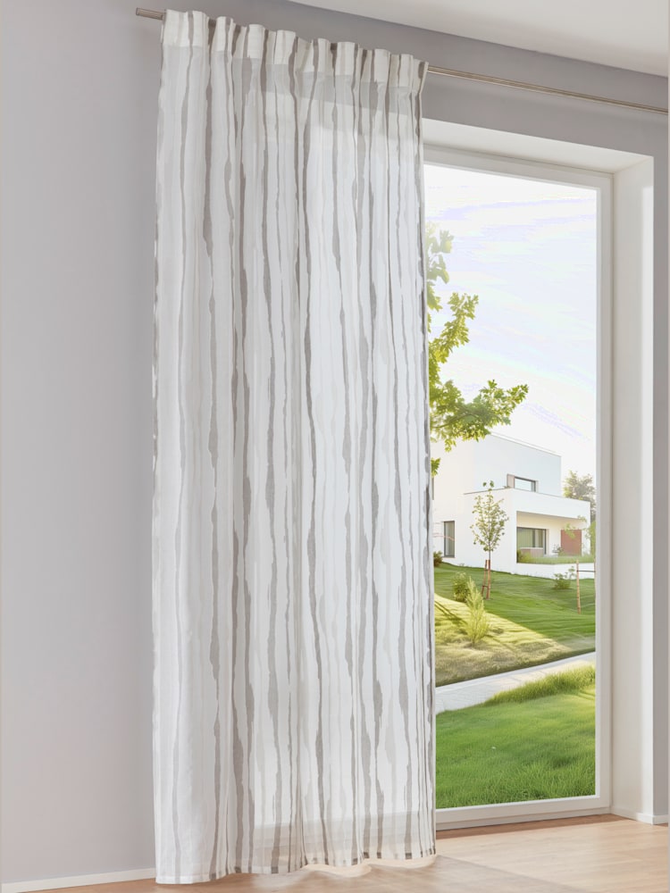 Rideaux, Bande multifonction, couleur ivoire clair à motifs, taille 175x130 cm, helline home - helline