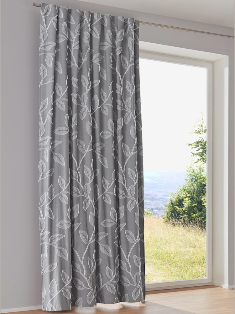 Rideau, Bande multifonction, couleur : gris moyen uni, taille 225x135 cm, marque helline home, 100% polyester - helline