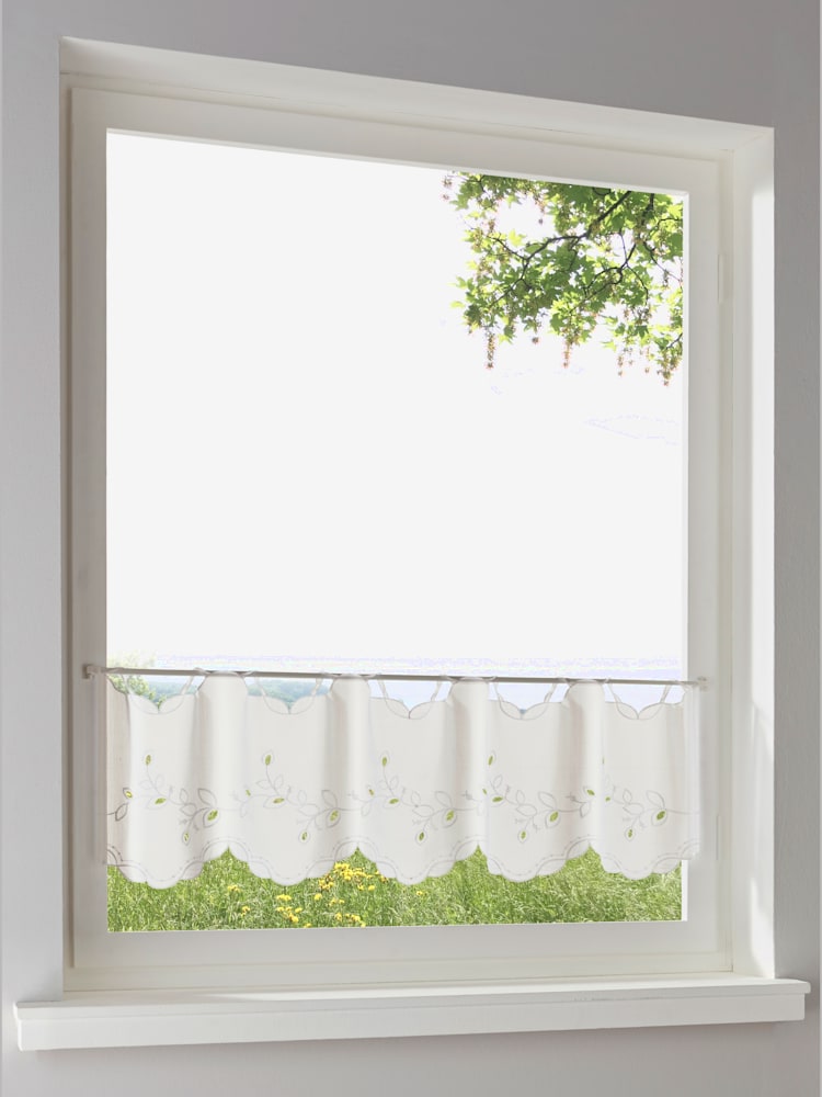Cantonnière, couleur : blanc uni, taille 60x120 cm, marque helline home, 100% polyester - helline