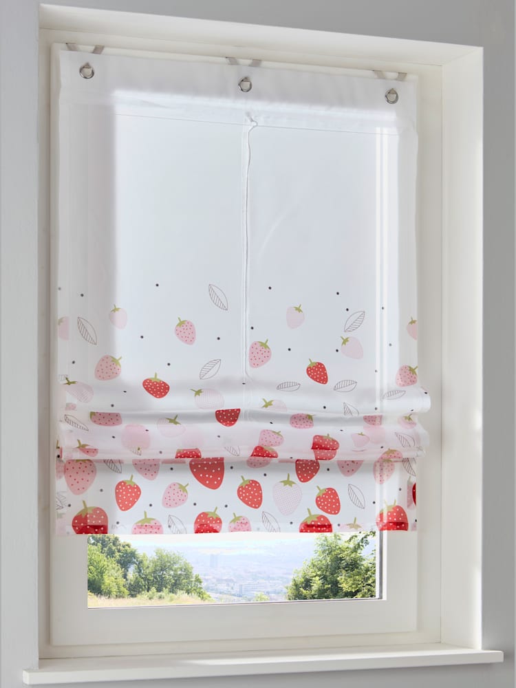 Store-bateau, couleur : blanc à motifs, taille 140x45 cm, marque helline home, 100% polyester - helline