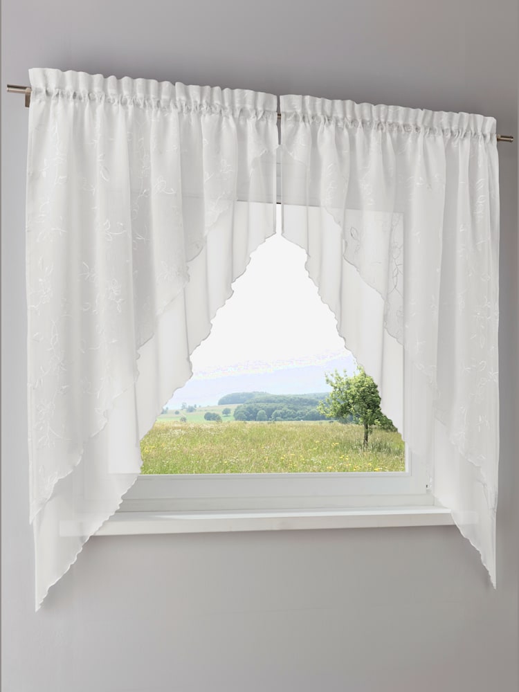 Voilage, couleur : blanc uni, taille 125x120 cm, marque helline home, 100% polyester - helline