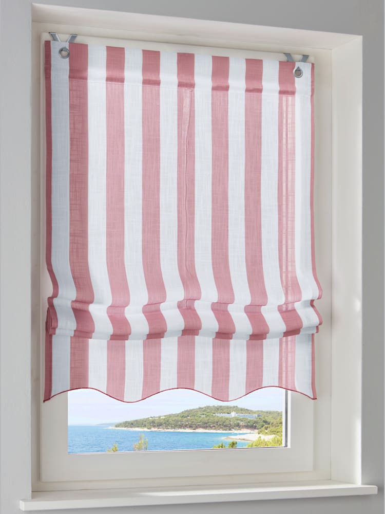 Store-bateau, couleur : rose moyen uni, taille 140x100 cm, marque helline home, 100% polyester - helline