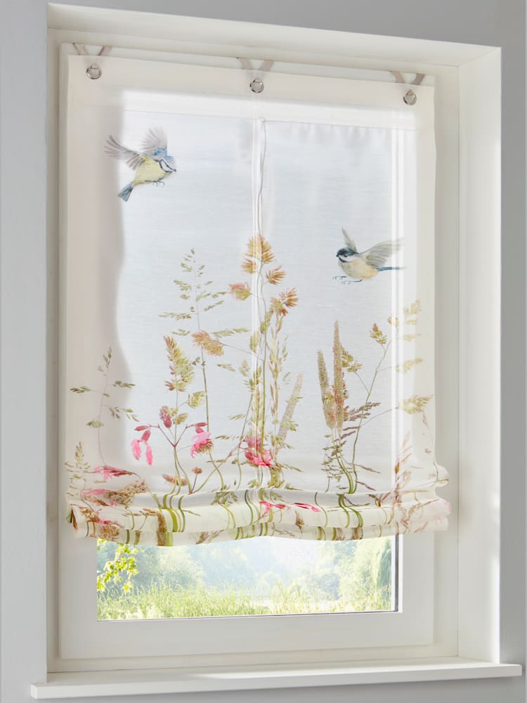Store-bateau, blanc à motifs, taille 140x80 cm, helline home - helline