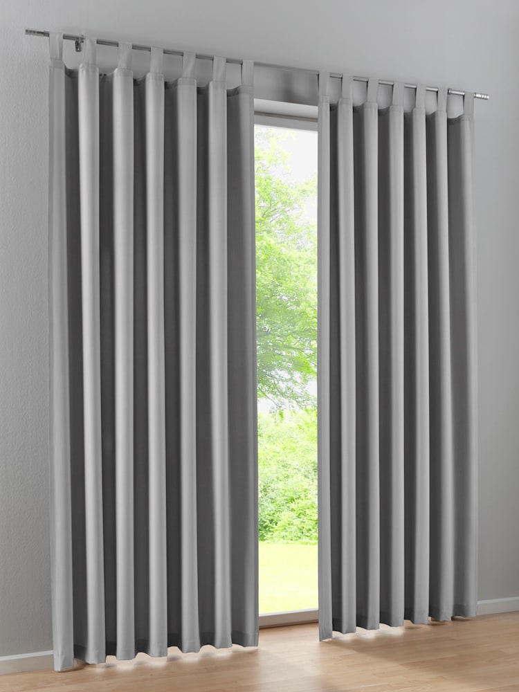 Rideau matière opaque, couleur gris, taille 175x140 cm, marque helline home - helline