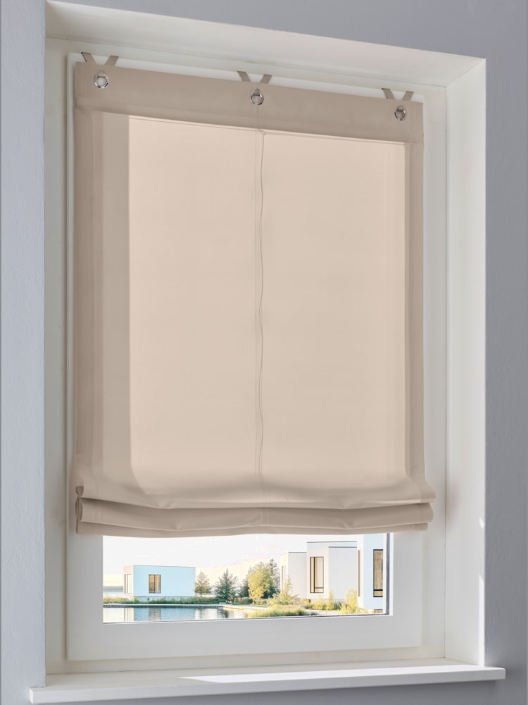 Store-bateau, couleur : marron clair uni, taille 140x60 cm, marque helline home, 100% polyester - helline