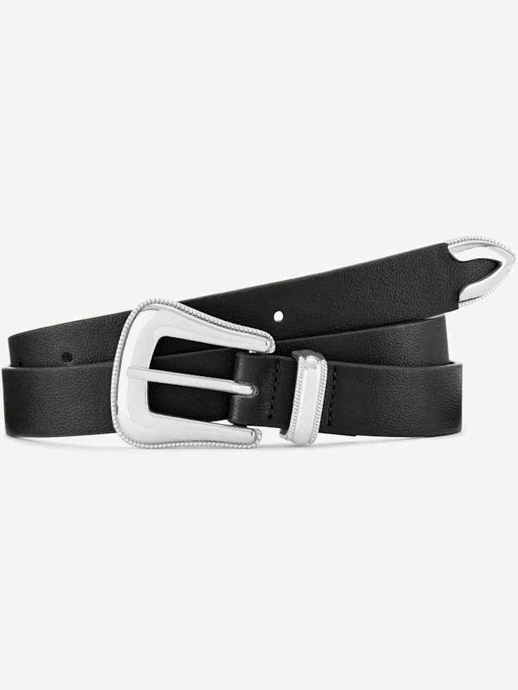 Ceinture hanches ceinture au look cowboy tendance, couleur : noir uni, taille 100, marque LASCANA, 100% cuir - helline