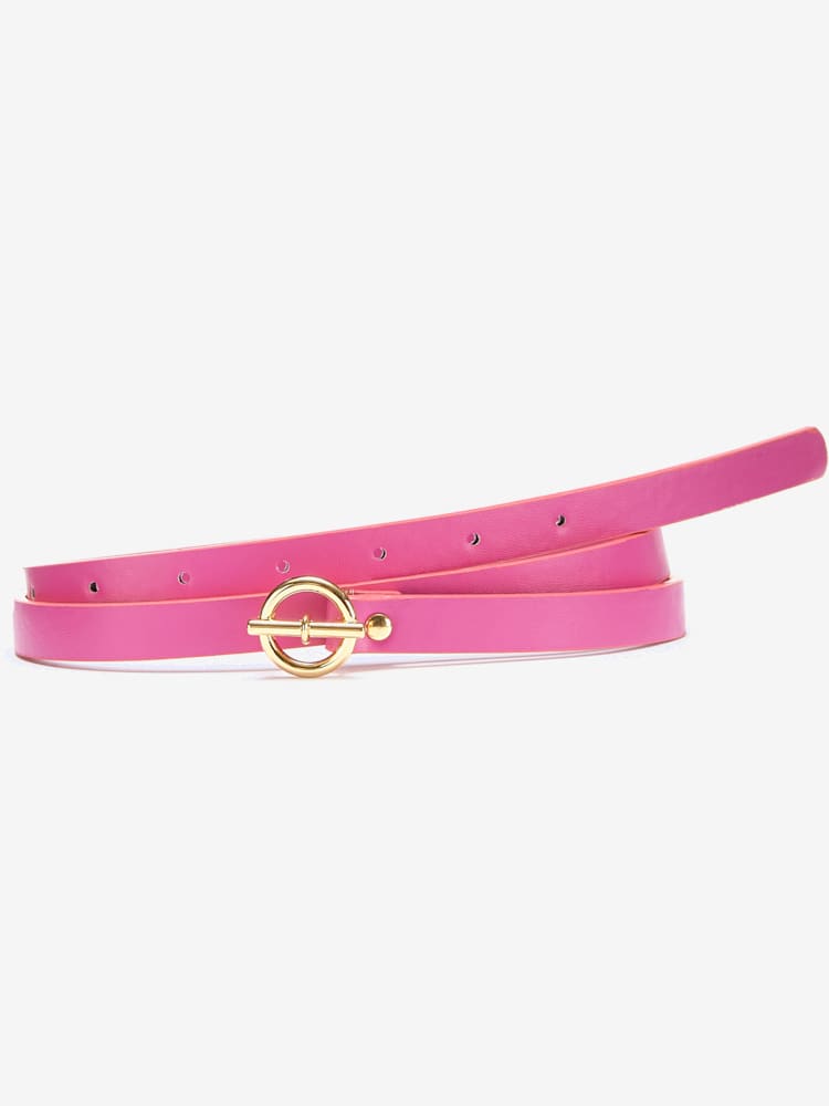 Ceinture hanches ceinture sobre avec fermoir en anneau couleur or et fermeture à épingle, couleur rose, taille 75, marque LASCANA - helline