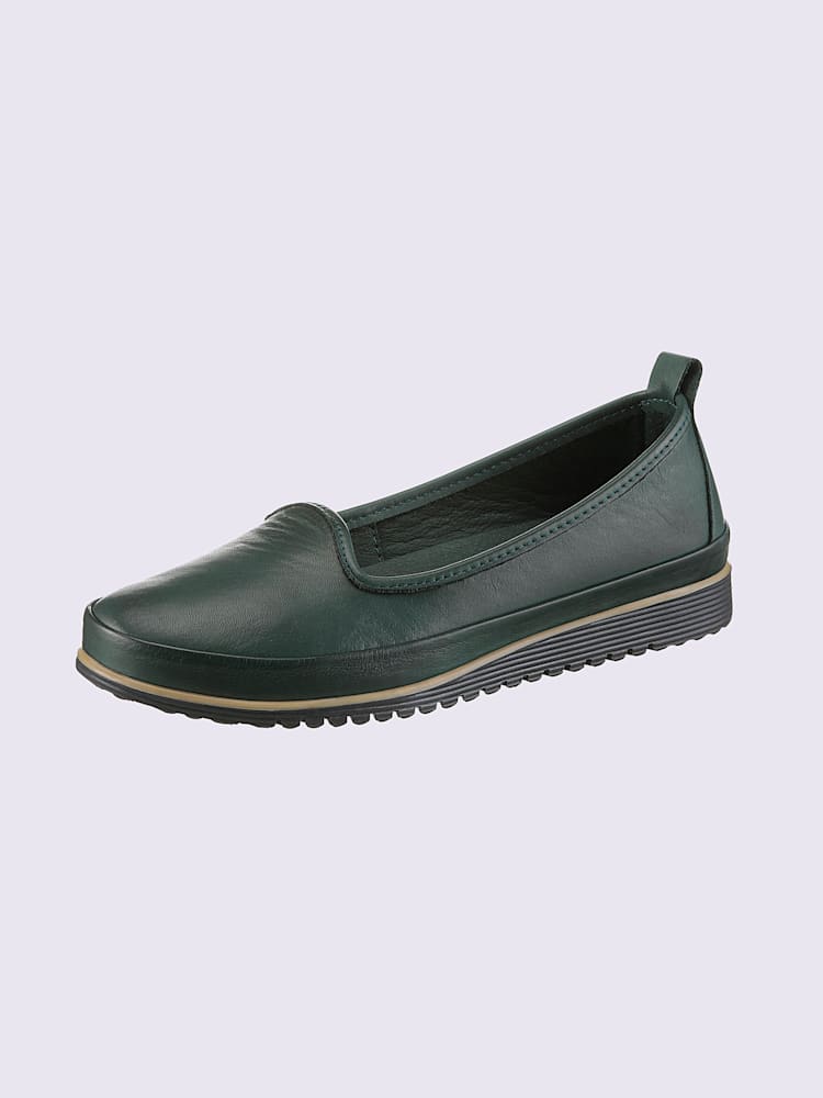 Trotteurs semelle intérieure amovible en cuir, vert moyen uni, taille 39 - helline