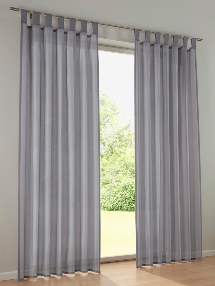 Rideaux, Passants, couleur : gris clair uni, taille 295x140 cm, marque helline home, 100% polyester - helline