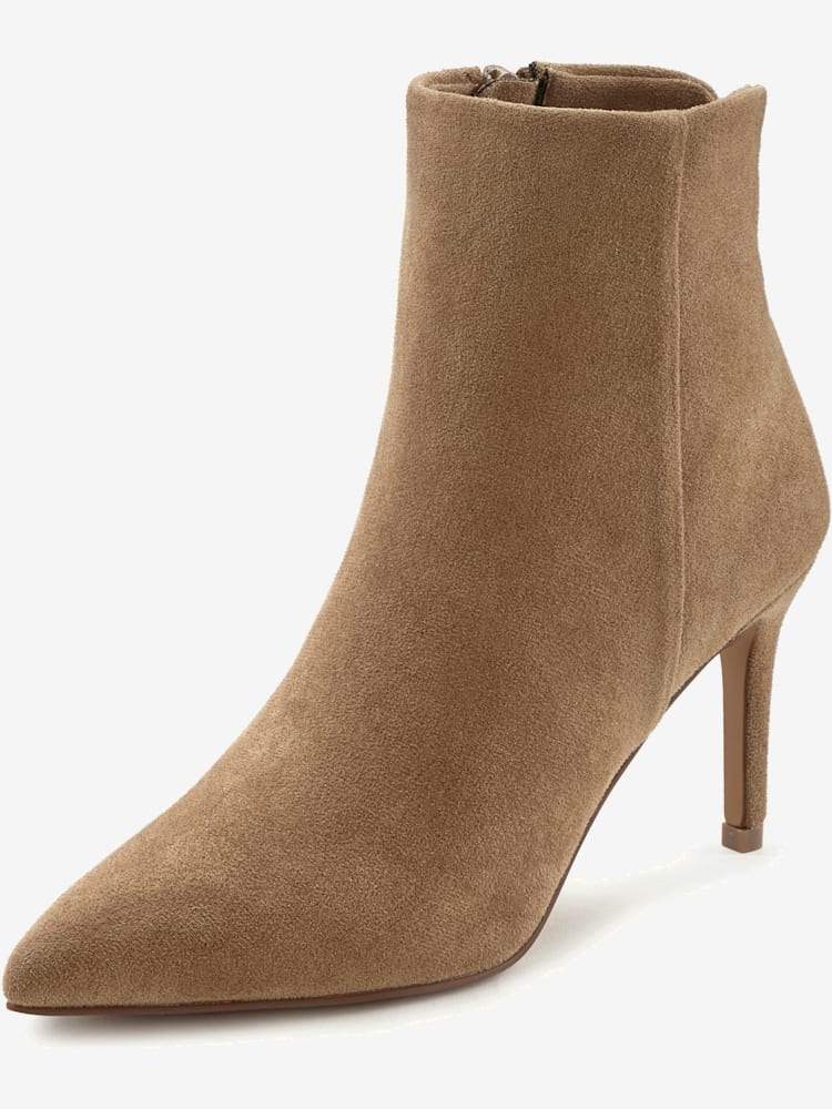 Bottines à talon haut talon aiguille féminin à la hauteur agréable, marron clair uni, taille 42, LASCANA - helline