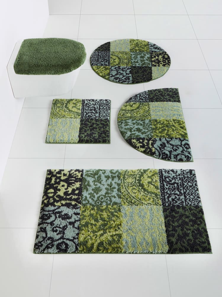 Tapis de bain acrylique facile d'entretien, couleur : vert moyen uni, taille 70x120 cm, marque helline home, 100% acrylique - helline