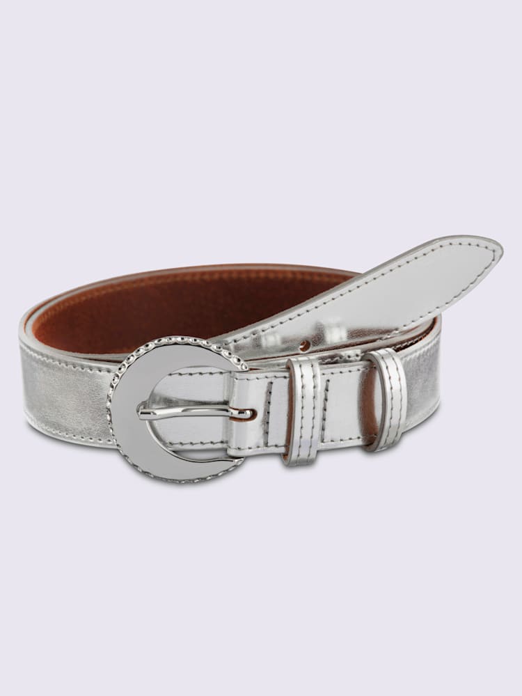 Ceinture boucle décorative, couleur : couleur argent, taille 85, 95% cuir de vache;5% métal - helline