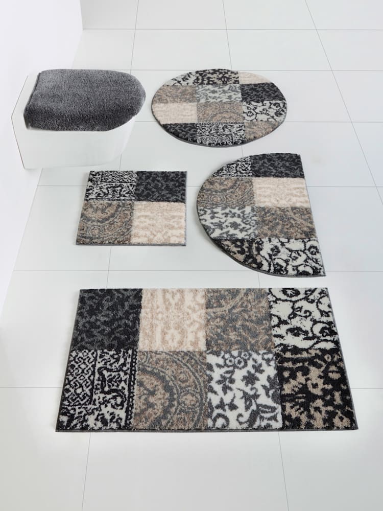 Tapis de bain acrylique facile d'entretien, couleur : gris moyen uni, taille 45x50 cm, marque helline home, 100% acrylique - helline