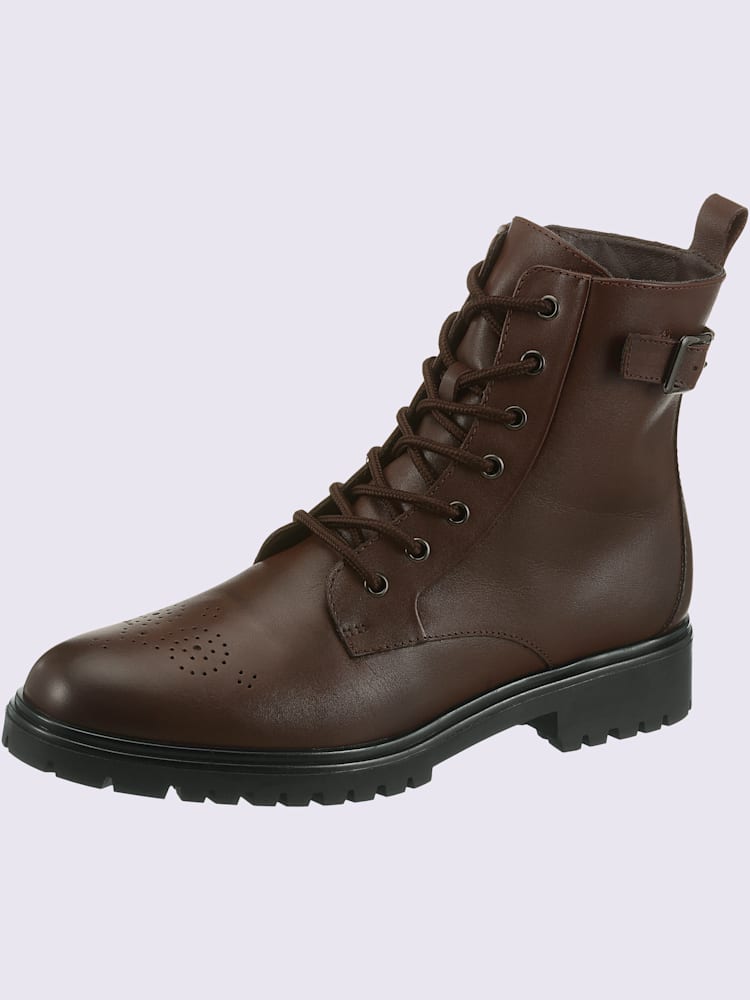 Bottines à lacets cuir nappa de vache, marron moyen uni, taille 41 - helline