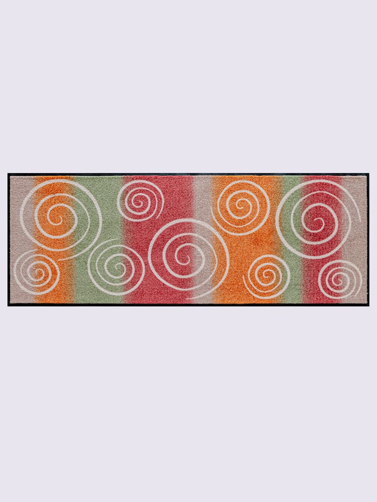 Paillasson pour intérieur et zone extérieure couverte, couleur : orange foncé à motifs, taille 50x100 cm, marque helline home, 100% polyamide -