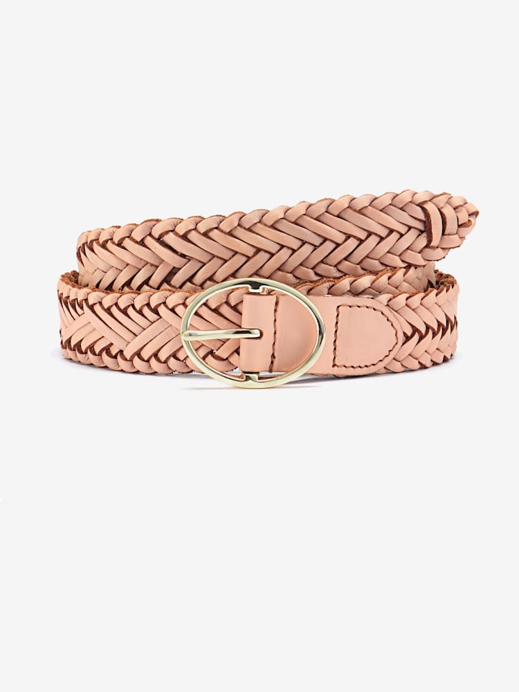 Ceinture en cuir forme personnalisée grâce à l'aspect tressé, couleur rose, taille 75, marque LASCANA - helline