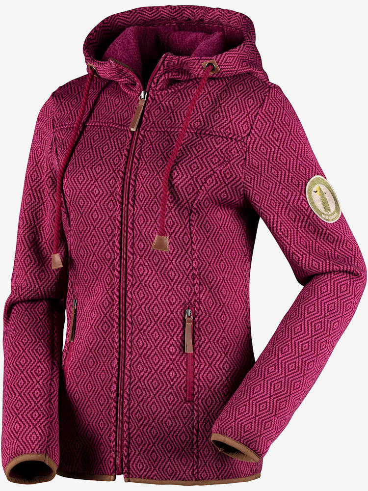 Veste en tricot polaire avec capuche, couleur violet, taille 50/52, marque LASCANA ACTIVE - helline