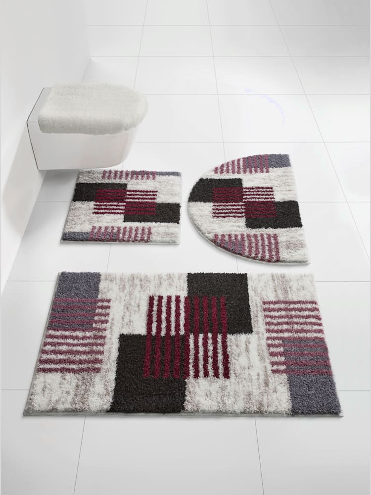 Tapis de bain acrylique facile d'entretien, violet foncé à motifs, taille 50x80 cm, helline home - helline