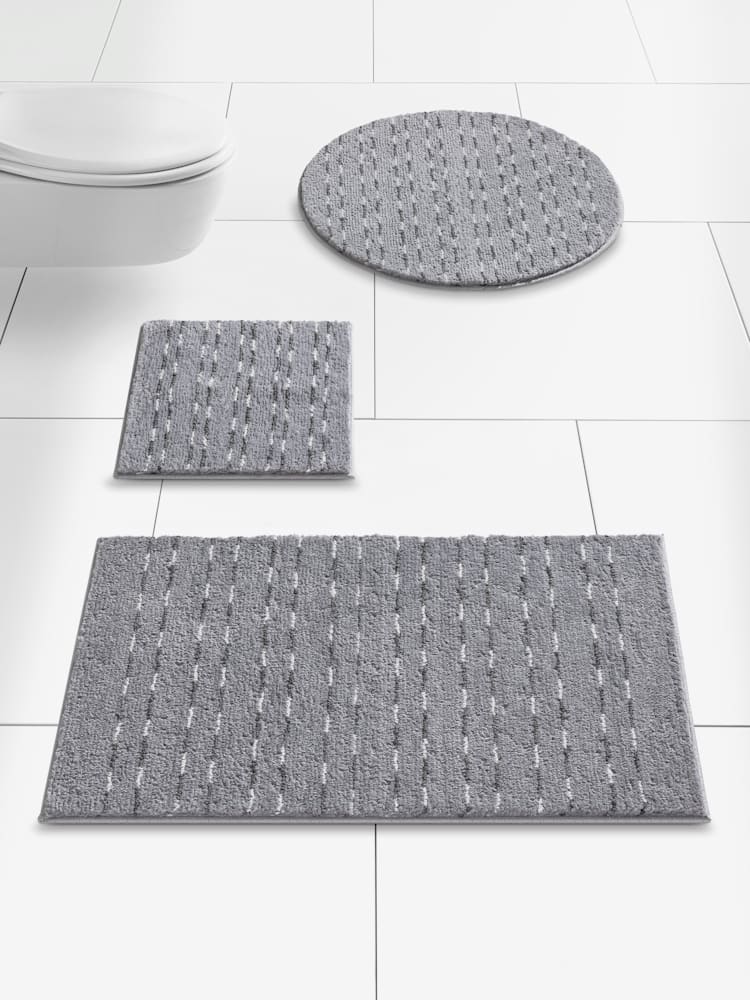Tapis de bain polyester facile à entretenir, gris moyen uni, taille 60x100 cm, helline home - helline