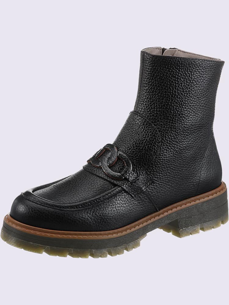 Bottines de fabrication espagnole, couleur : noir uni, taille 40, 100% cuir de vache - helline
