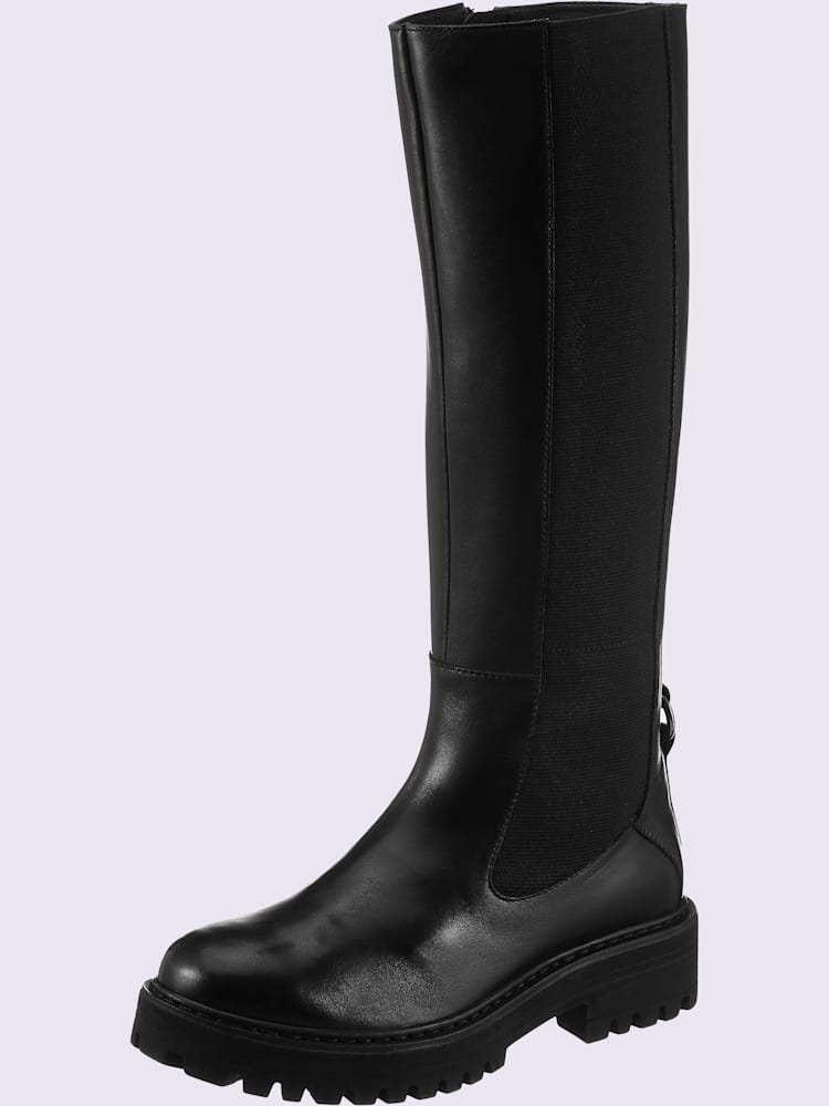 Bottes cuir nappa de vache, noir uni, taille 37 - helline