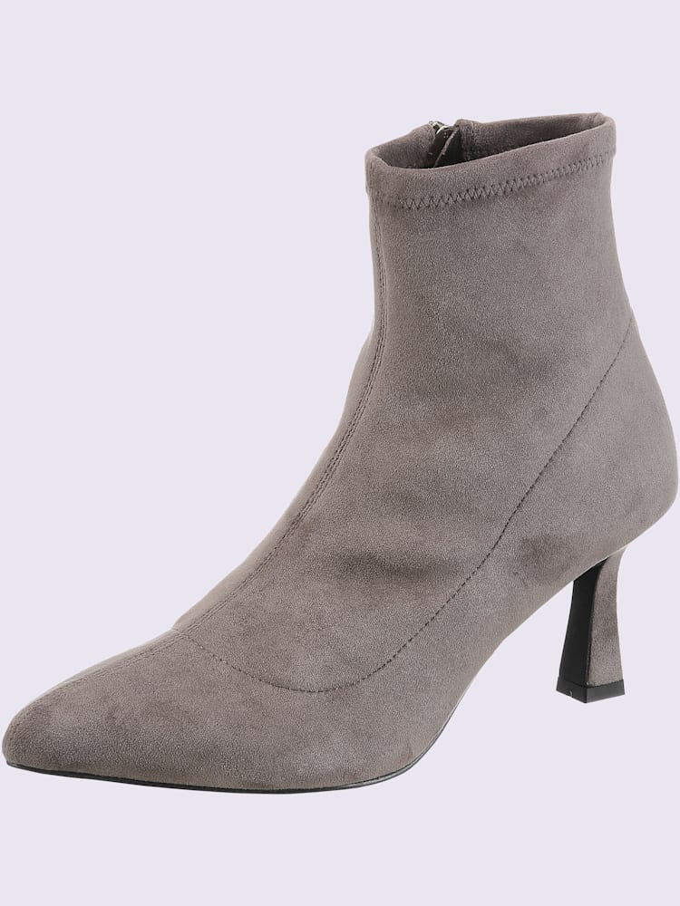 Bottines textile doux en synthétique velours, gris moyen uni, taille 40 - helline