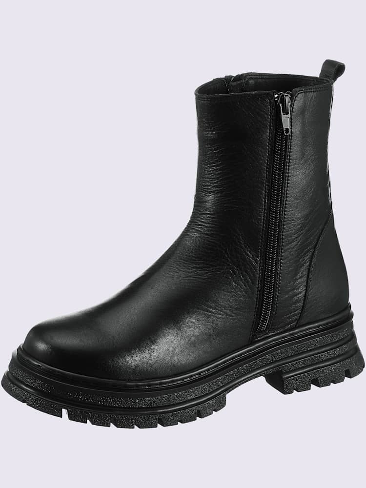 Bottines cuir d'agneau nappa très doux, noir uni, taille 38 - helline