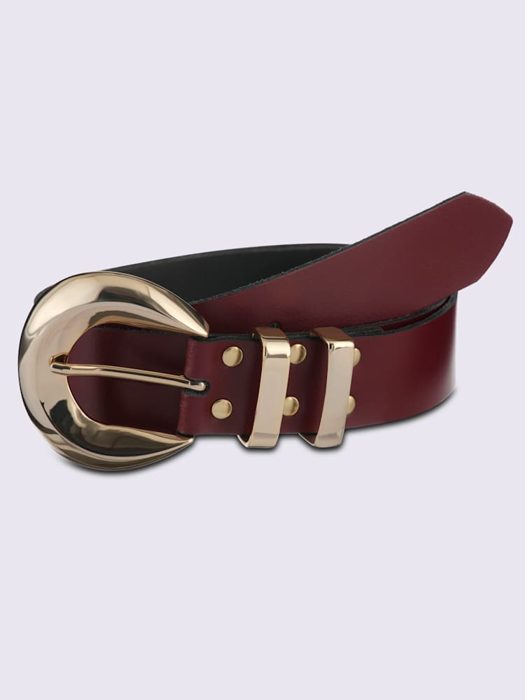 Ceinture boucle décorative, couleur : rouge foncé uni, taille 75, 95% matière synthétique;5% métal - helline