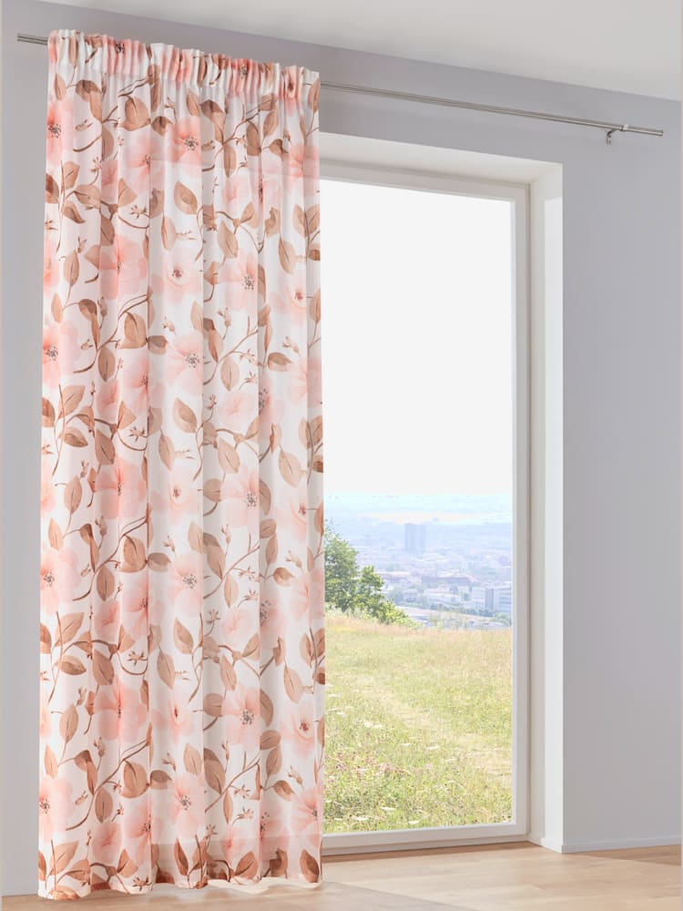 Rideaux lavable en machine, Œillets, couleur : blanc à motifs, taille 145x135 cm, marque helline home, 100% polyester - helline