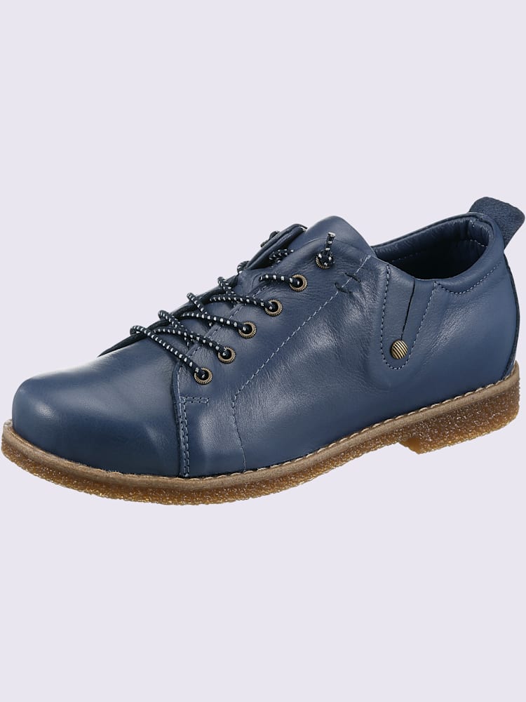 Chaussures à lacets cuir nappa de vache, bleu foncé uni, taille 37 - helline