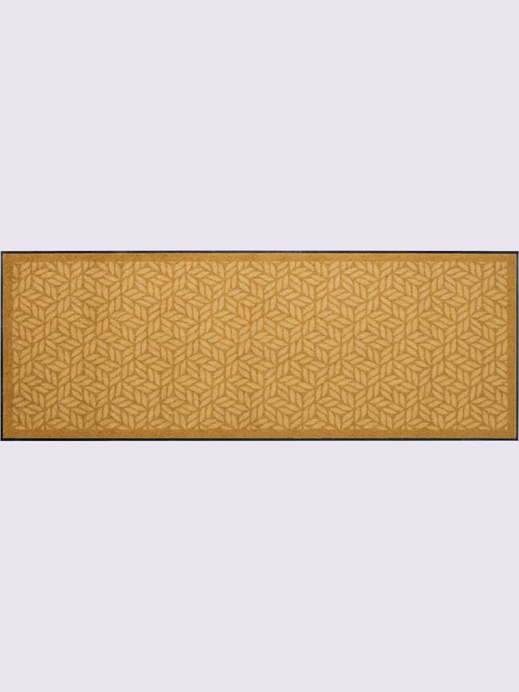 Paillasson pour intérieur et zone extérieure couverte, jaune foncé uni, taille 75x120 cm, helline home - helline
