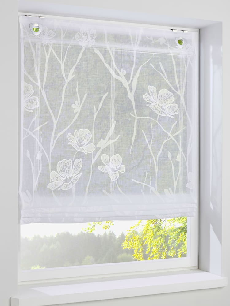 Store-bateau, couleur : blanc uni, taille 130x100 cm, marque helline home, 87% polyester;13% viscose - helline